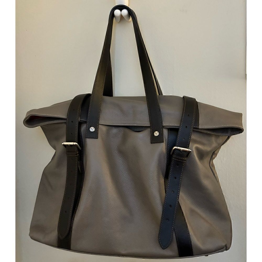 Valentina Oversized  convertible grey weekender, leather bag